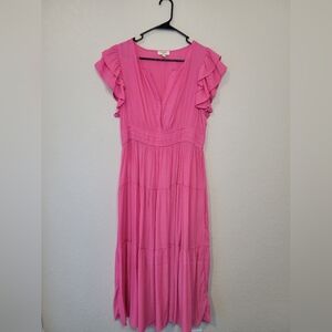 Umgee Pink Flowy Midi Dress